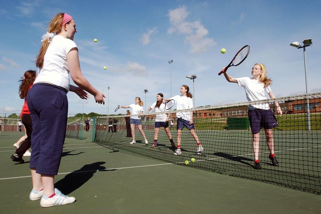 A tennis coaching session at Biddick School in 2004. See how many faces you can recognise.