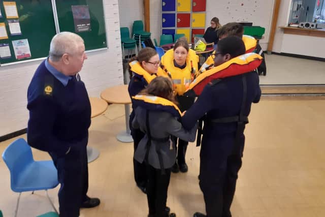 Sea Cadets from Monkwearmouth Academy learn what to do if they were to end up in the water in an emergency situation.