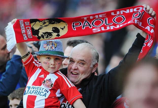 This young Sunderland fan shows his support during the Barclays Premier League match between Sunderland and Everton at the Stadium of Light on April 20, 2013.