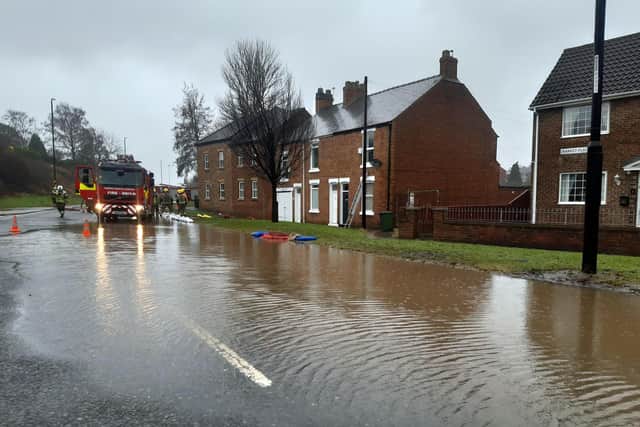 Hill water flooding on Market Place, Houghton-le-Spring.