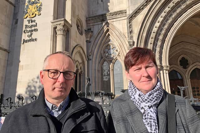 Christopher and Pauline Stonehouse outside the the Royal Courts of Justice, London, after former subpostmistress Mrs Stonehouse, has been been cleared by the Court of Appeal after she was wrongly convicted as a result of the Post Office Horizon scandal. Picture date: Monday November 22, 2021.