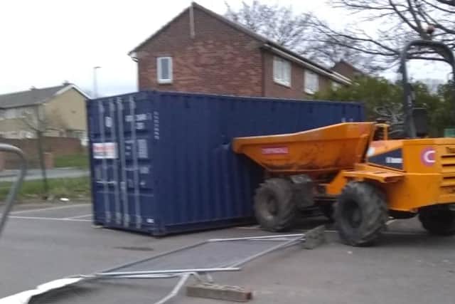 A photo shared by East Durham Trust of the stolen truck after it was driven into its storage container.