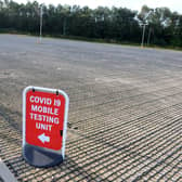 Doxford Park COVID-19 mobile testing area.