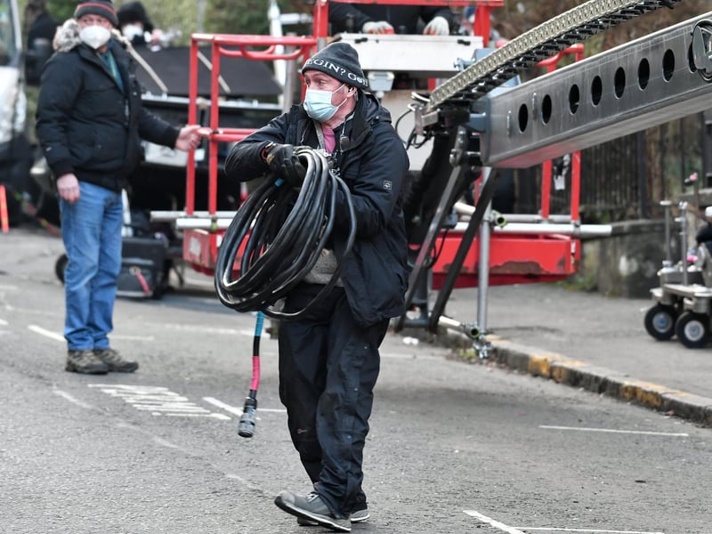 Film crews on Cowan Street