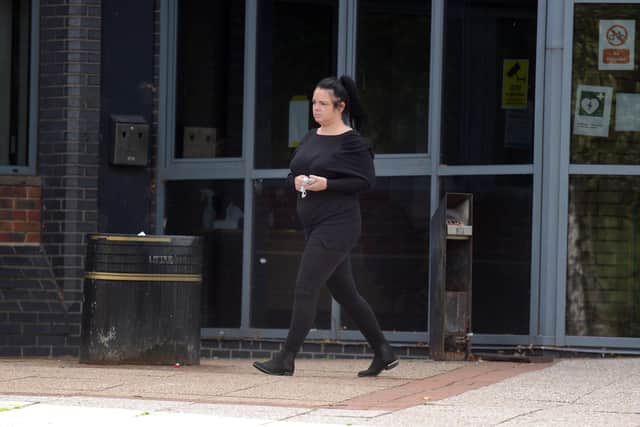 Laura Metcalf leaving South Tyneside Magistrates' Court after receiving a 12 month community order for assaulting a police officer and being drunk and disorderly.