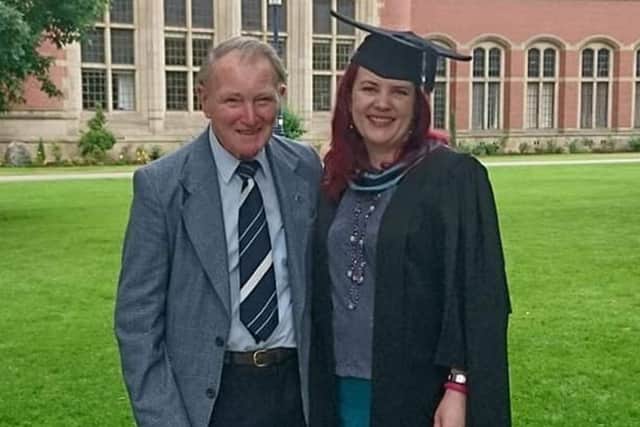 Howard Crozier who died in March 2020, and daughter Susie who held her father's funeral a month before an alleged party at Downing Street in May 2020 and says she has suffered flashbacks of saying goodbye to him in hospital since reading the reports.
