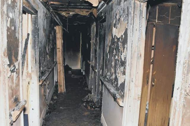 The aftermath of the blaze inside the former Manor House Care Home.