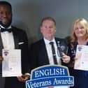 Award winners Ger Fowler of Veterans in Crisis, centre, with Tobi Oladipo and Gemma Taylor of South Tyneside and Sunderland NHS Foundation Trust.