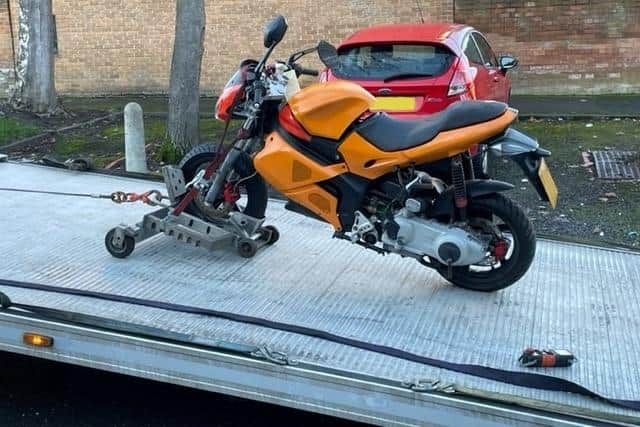 A motorbike has been recovered as part of a crackdown on suspected crimes in Sunderland.