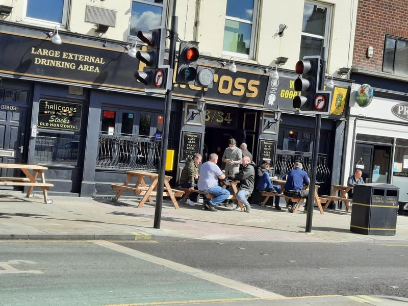 Drinkers descended on The Hall Cross for an outdoor pint.