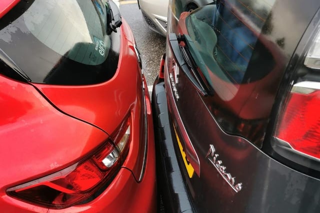 This driver really cut it fine when they parked their car, ending up bumper to bumper with the car behind. Luckily no damage was caused.