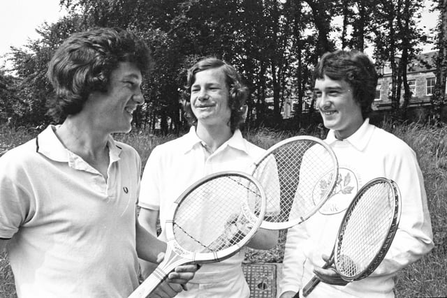 St Aidan's tennis players, left to right: Paul Jacob, 14, Alan Stockdale, 16 and Liam Jacob, 15 in 1976.