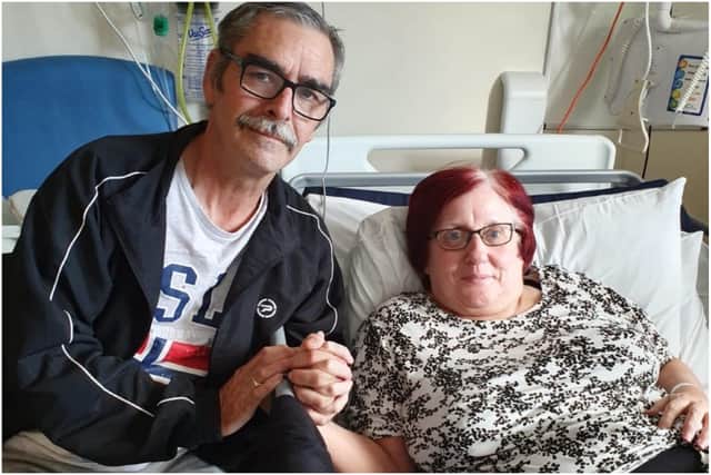 Friends Derek Thoms, 56, and Christine Strong, 58, reunited in hospital following the crash.