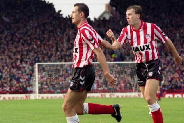 Glory days. Lee Howey is congratulated by Gary Owers after scoring Sunderland's winner against Birmingham City in 1993.