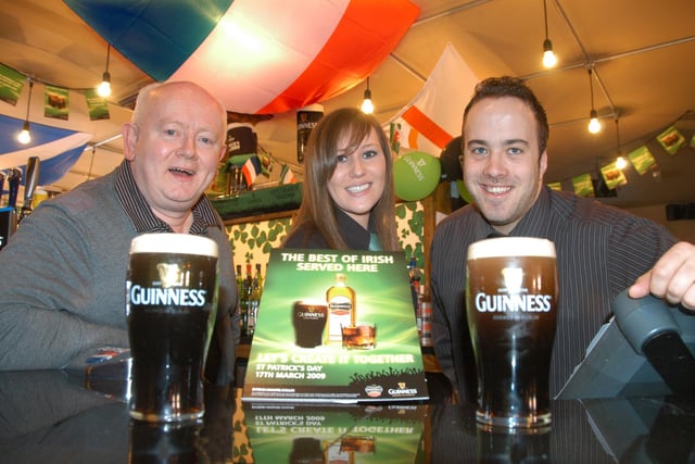 Paddy Whacks staff Seamus Whelan, Sarah Gallant and Andrew Golding were having a great time on St Patrick's Day in 2009.