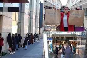 Shoppers queued outside Primark for the shops early reopening at 8am on April 12