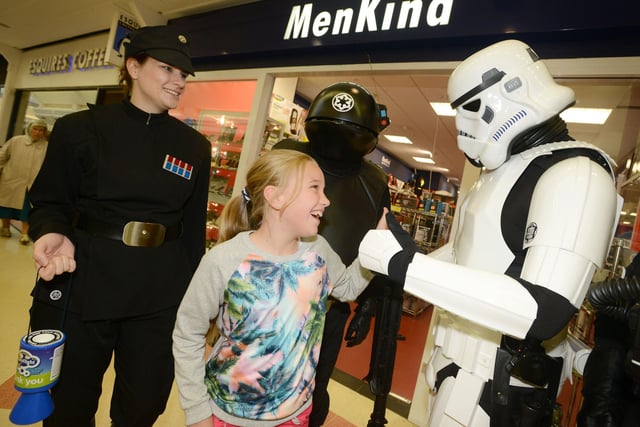 A charity event with Star Wars characters outside Menkind in The Bridges in 2014. Were you there?