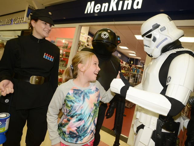 A charity event with Star Wars characters outside Menkind in The Bridges in 2014. Were you there?