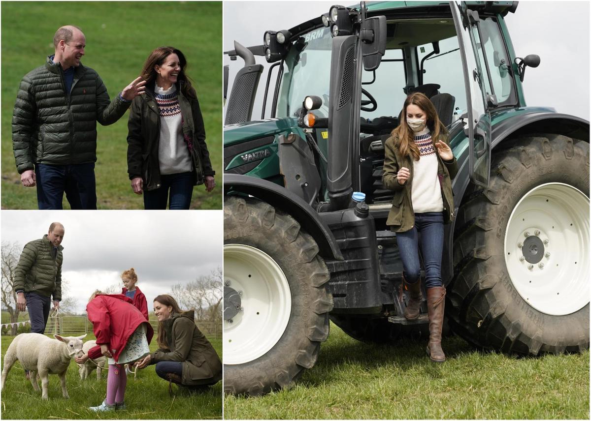 William and Kate take turns behind the wheel of hi-tech tractor during County Durham visit today 