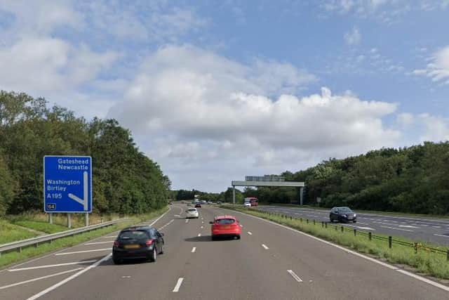 The collision happened close to junction 64 on the A1(M) in Washington. Image copyright Google Maps.