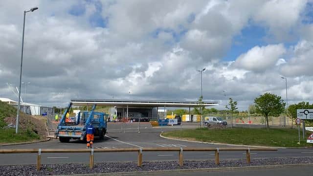 Picture taken during the completion of work on the petrol station