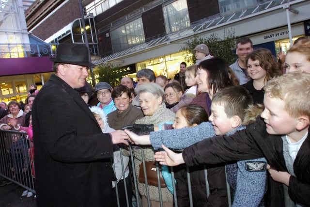 Dale gets a warm greeting as he shakes the hands of Sunderland people in 2008. He was one of the stars of Aladdin who were switching on The Bridges Christmas lights.