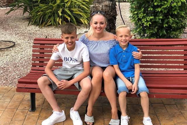 Sammy Jo with her two sons Josh, 11, and Ben, 15.