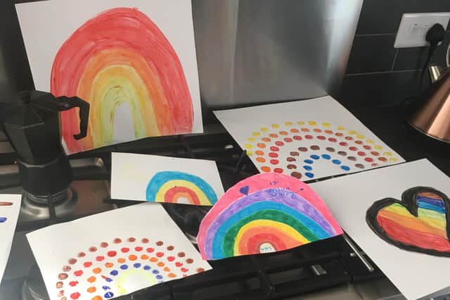 Some of the rainbow designs that Jessica has received donations for.