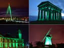 Landmarks in Sunderland turned green in tribute to carers and other key workers.