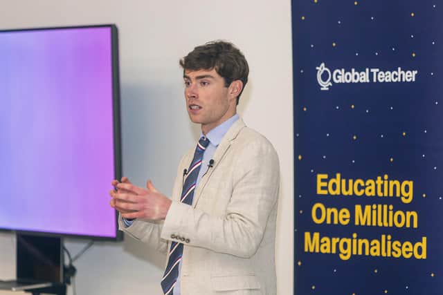 Global Teacher founder, Chris Nutman, at the launch of the Pod.

Photograph: Graeme Rowatt.