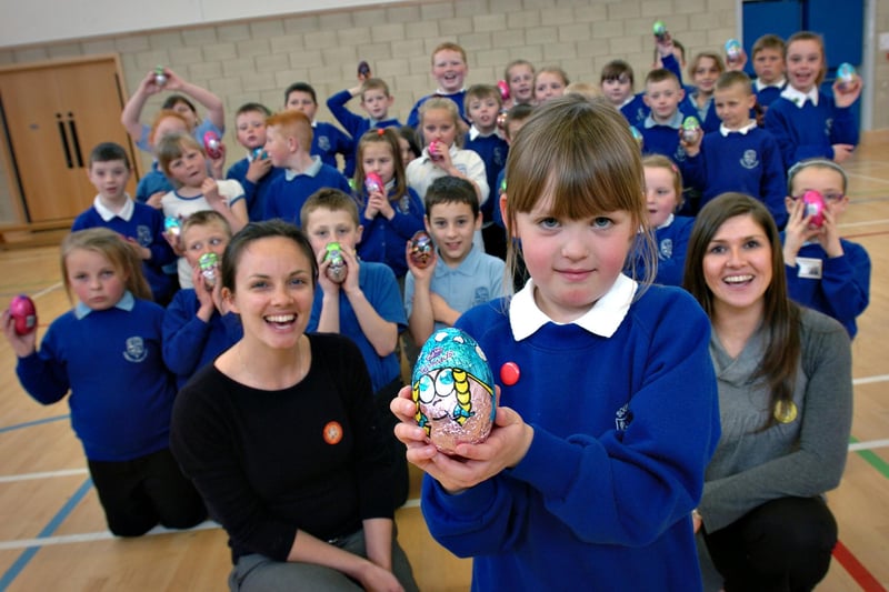 A 2012 scene showing Lucy Johnston, 7, who won Easter Eggs for herself and the whole of her class at Southwick Primary school in a Stagecoach competition.