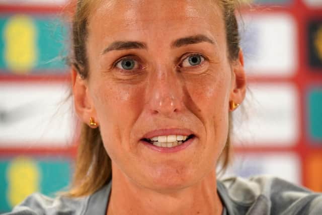 Former Sunderland player and current England lioness, Jill Scott, says it will be a "very defining moment for the sport" when England take on Germany in Sunday's Euro 2022 final.

Photograph: Jonathan Brady/PA Wire.