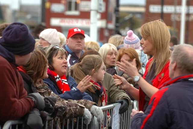 Louise Wanless pictured in October 2010 as Take That fans queued to get tickets to see the group outside the Stadium of Light.