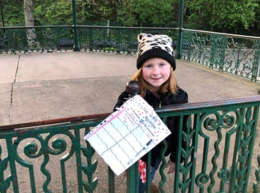 Six-year-old Imogen Glanville has created an art trail around Roker Park, where she's set up a place for people to leave messages, and Princess Anne Park in Washington.
