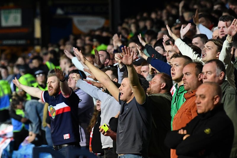 Sunderland fans in action against Luton Town during the Championship play-off semi-final second-leg at Kenilworth Road.