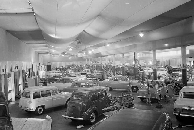 Cars at the Ford Motor Show in Waverley Market staged by Alexanders of Edinburgh in June 1956.