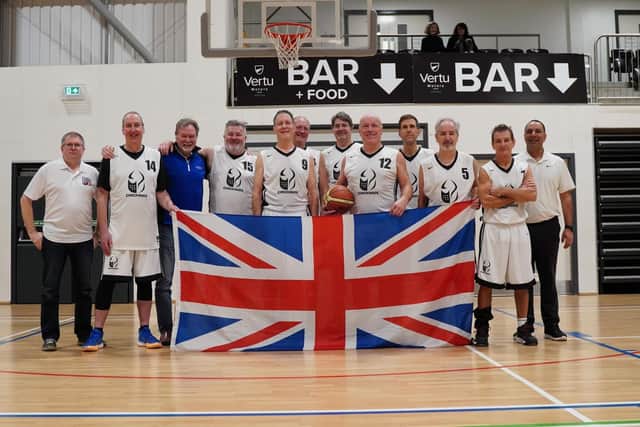 The over 60s basketball team that will represent Great Britain at the FIMBA European Championships.