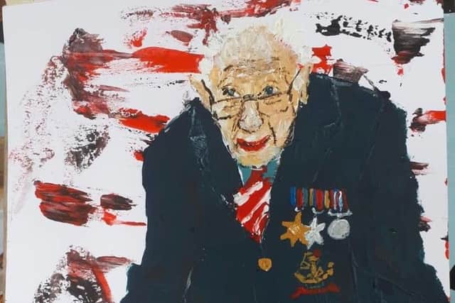 Andy Parkin's A4 artwork of Colonel Tom Moore
