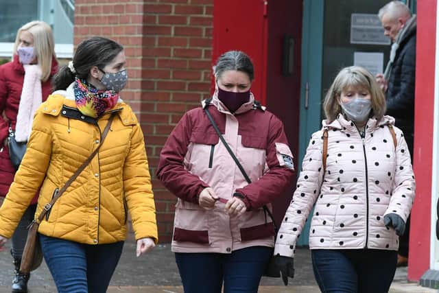 People wearing face masks in Sunderland City Centre at the start of new Covid regulations.