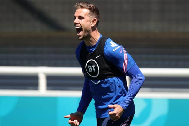 Jordan Henderson during an England training session at St George's Park this week. Picture: Catherine Ivill/Getty Images.