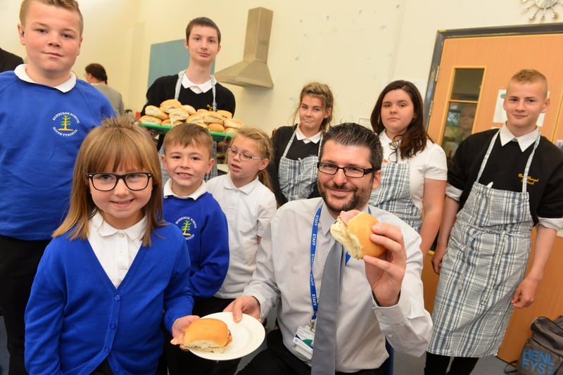 Bamburgh School held a bacon sandwich sale in aid of the KAYAKS charity in 2017. Can you spot a familiar face?