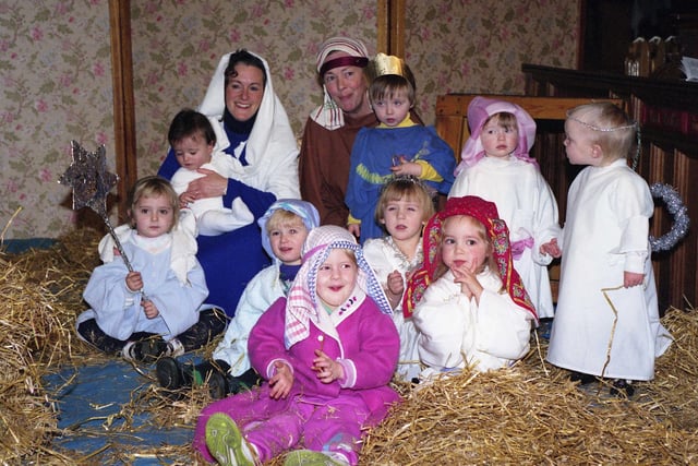 The St Gabriel's Church Nativity in Chester Road on December 24, 1991. In the picture were Amy Stronach, Christy Wharton, Hannah Clark, Rachael Amundsen, Laura Campion, Robert McLean, Abigail Bowman and Lesley Harris as Joseph.