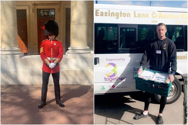 Bobby Robson on guard at Buckingham Palace and helping delivering food with ELCAP