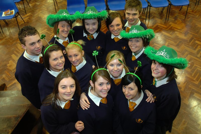 St Michael's pupils Steph Rowbottom, Kirsty Shields, Terri Conlon, Hollie Sayer, Jess Clarke, Sadie Haswell, Helen Meynell, Bethany Symonds, Amy Gardner, Frances Richardson, Daniel Umpleby, Phil Mills and Rebecca Lowe were pictured as they enjoyed St Patrick's Day 13 years ago.