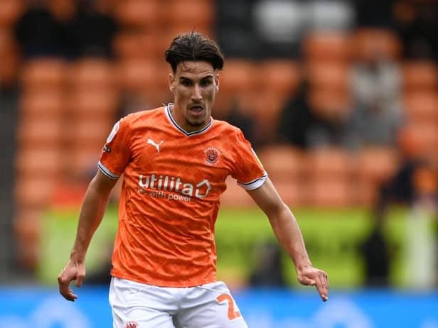 Wolves loanee Theo Corbeanu playing for Blackpool.
