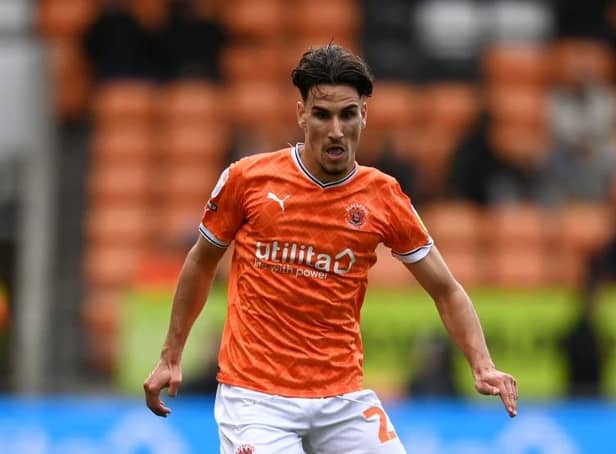 Wolves loanee Theo Corbeanu playing for Blackpool.