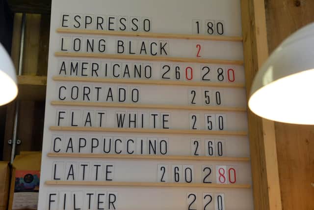 You can pick up a range of coffees for takeout, as well as teas