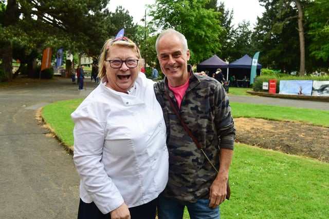 TV chef Rosemary Schrager and This Morning's Phil Vickery at Scrantastic. The pair were giving demonstrations at the event.