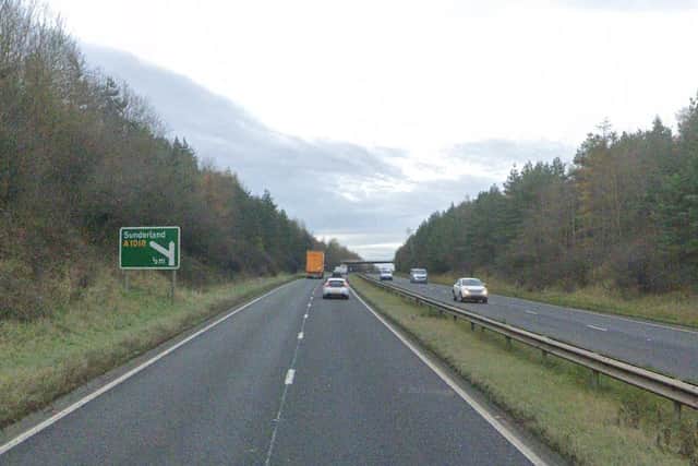 The car broke down between the turn offs for the A182 at Murton and the A1018 Seaham Grange. Image copyright Google.