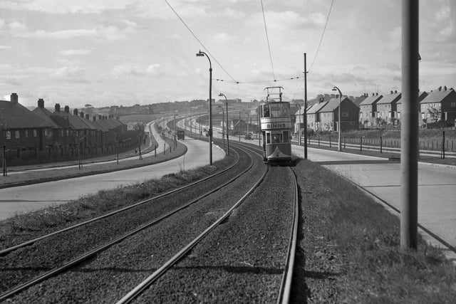 There was nothing like a day out during the summer break, whether you travelled by bus, car or tram! In this great archive photo, we watch Tram 68 going up Mile Bank, Durham Road, in 1952.